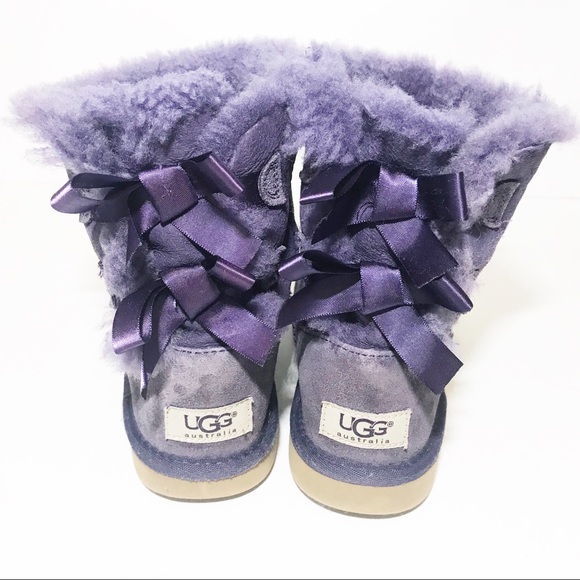 UGG Other - UGG Bailey Bow Purple Suede Fleece Boots Girls 1